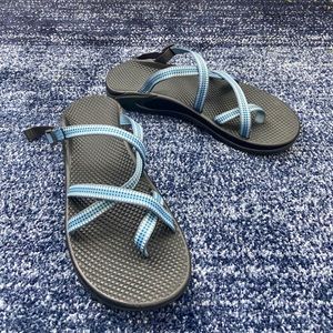 Chaco Tegu Hiking Sandal Blue White Toe Loop
